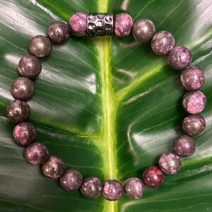rare pink pyrite 7mm handmade beaded bracelet